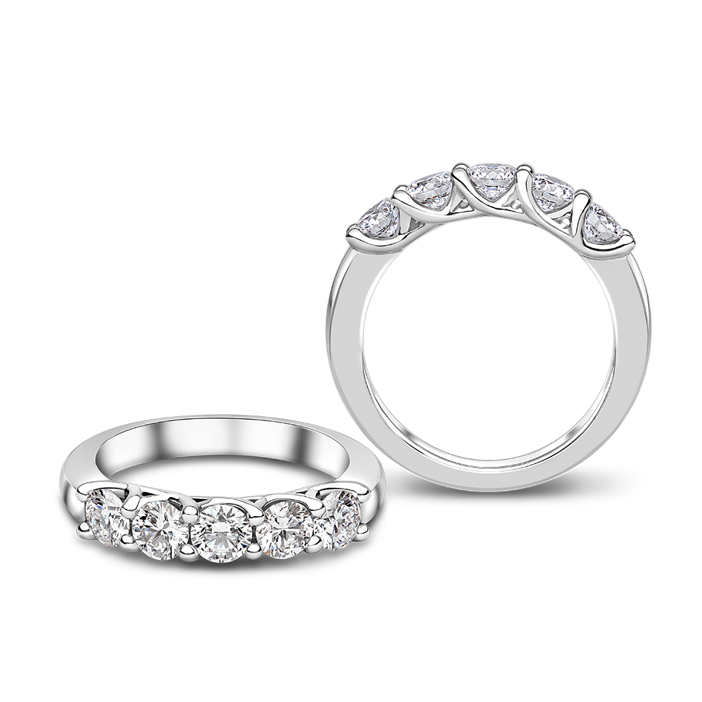 Scalloped edge diamond wedding or eternity ring