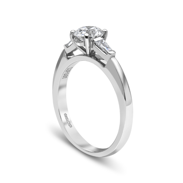 "Urban Horizon" Elegant Solitaire with Tapered Baguette Side Diamonds - Image 6