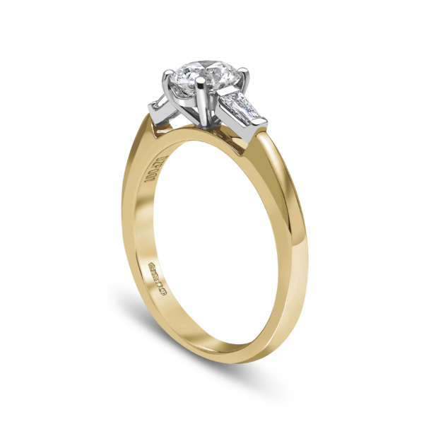 "Urban Horizon" Elegant Solitaire with Tapered Baguette Side Diamonds - Image 4