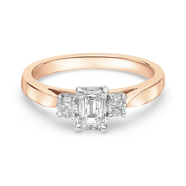 Three Stone Emerald Cut Diamond Ring - Image 4