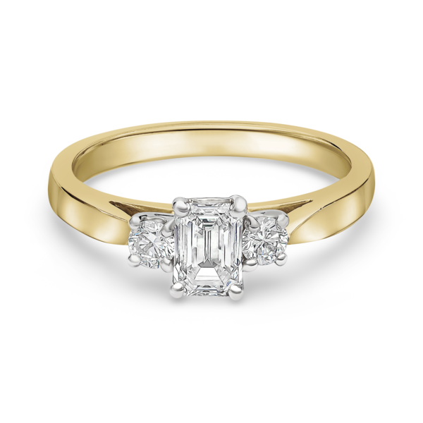 Three Stone Emerald Cut Diamond Ring - Image 6