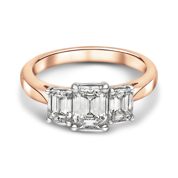 Emerald Cut Diamond Three Stone Ring - Image 3