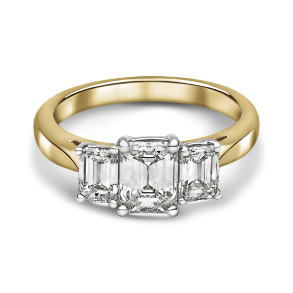 Emerald Cut Diamond Three Stone Ring - Image 2