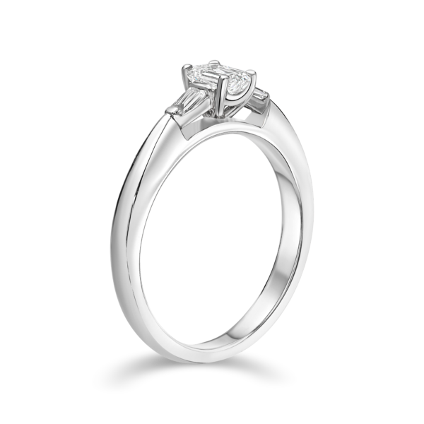 Emerald Cut Diamond Ring and Tapered Baguette Side Stones - Image 6