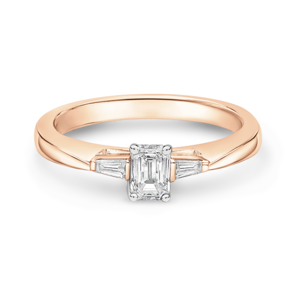 Emerald Cut Diamond Ring and Tapered Baguette Side Stones - Image 5