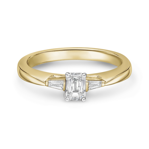 Emerald Cut Diamond Ring and Tapered Baguette Side Stones - Image 3