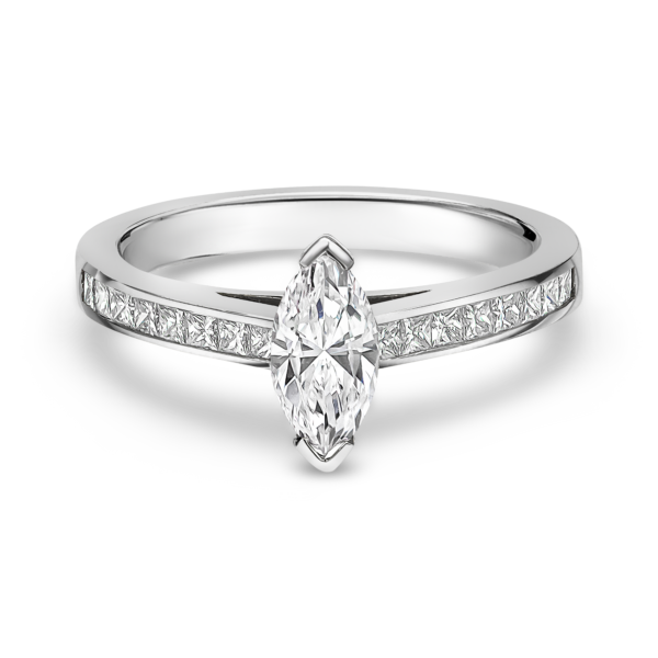 Brilliant Marquise Cut Diamond Ring with Set Shoulder