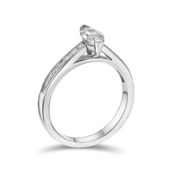Brilliant Marquise Cut Diamond Ring with Set Shoulder - Image 6