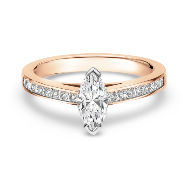 Brilliant Marquise Cut Diamond Ring with Set Shoulder - Image 5