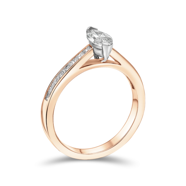 Brilliant Marquise Cut Diamond Ring with Set Shoulder - Image 4