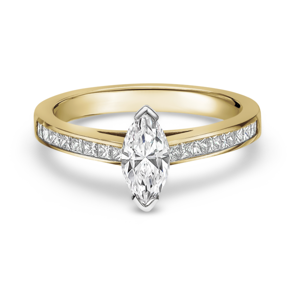 Brilliant Marquise Cut Diamond Ring with Set Shoulder - Image 3