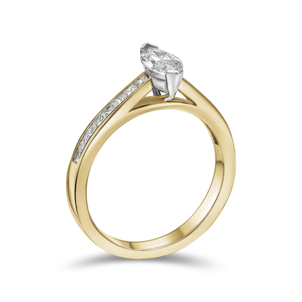 Brilliant Marquise Cut Diamond Ring with Set Shoulder - Image 2