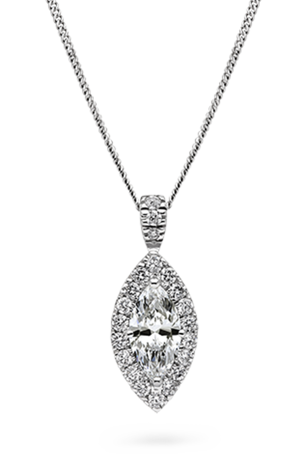 Marquise Cut Cluster Pendant 18ct