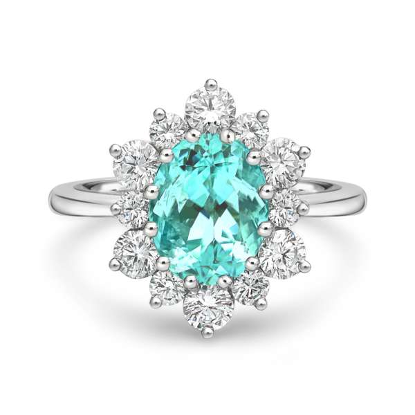 Paraiba Tourmaline Diamond Clustered Dress Ring