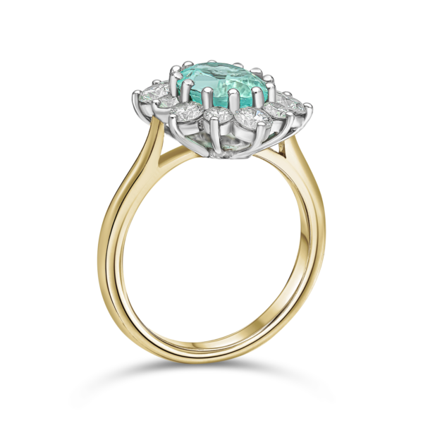 Paraiba Tourmaline Diamond Clustered Dress Ring - Image 3