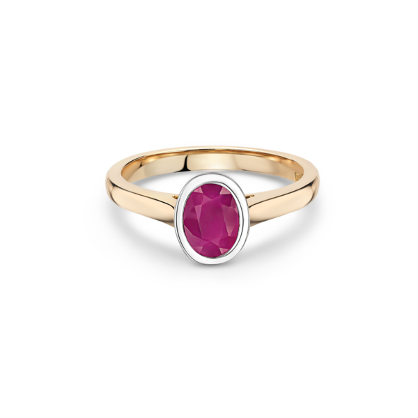 18ct Oval Ruby Dress Ring in Yellow Gold