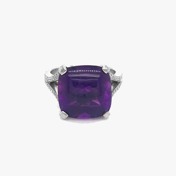 Amethyst and Diamond Cluster Dress Ring