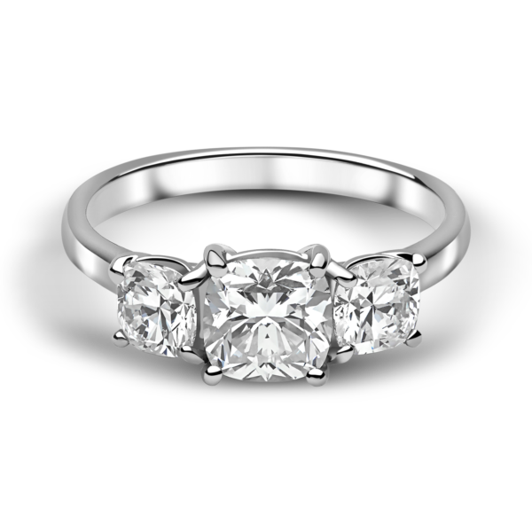Cushion Cut Trilogy Ring