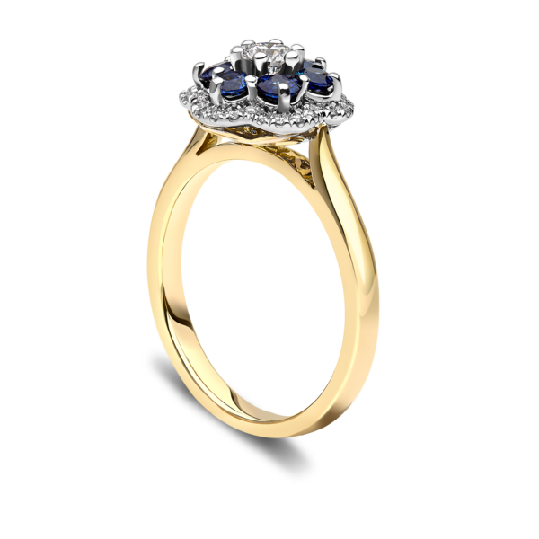 Sapphire and Diamond Cluster Ring - Image 2