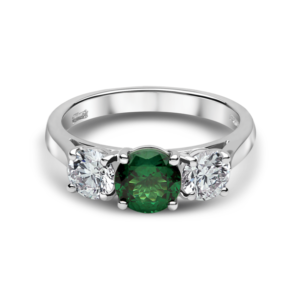 Emerald "Emilia" Three Stone Diamond Ring