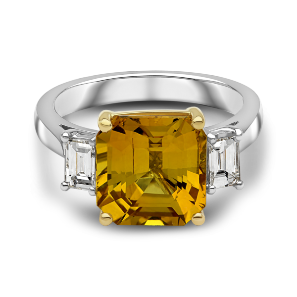 Yellow Sapphire and Diamond Ring
