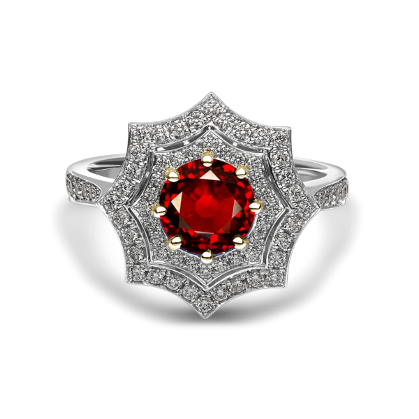 Red Spinel Double Spider Web Dress Ring