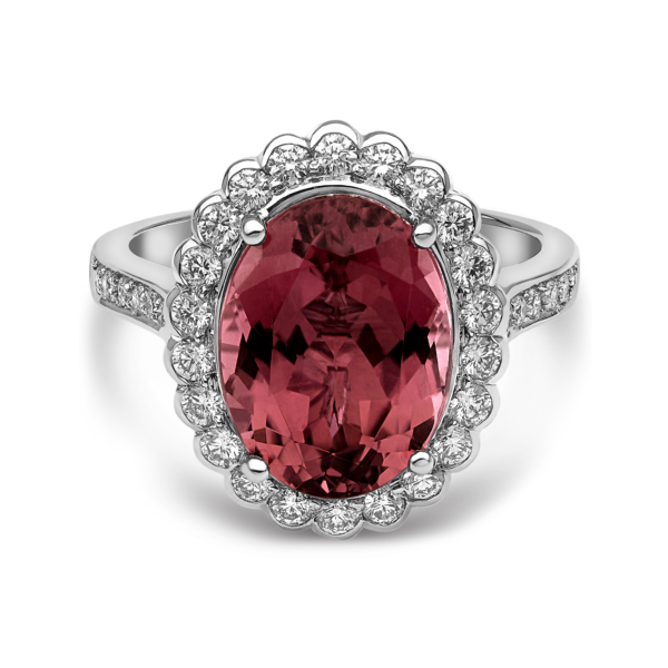 Pink Paraiba Tourmaline Oval Halo Dress Ring