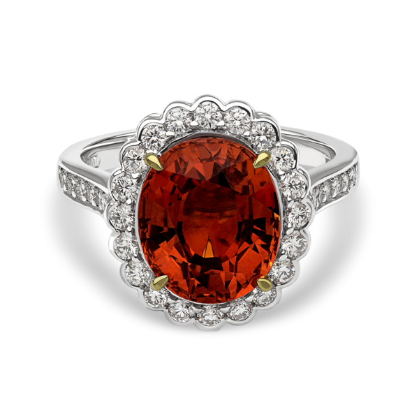 Fire Opal Diamond Halo Dress Ring
