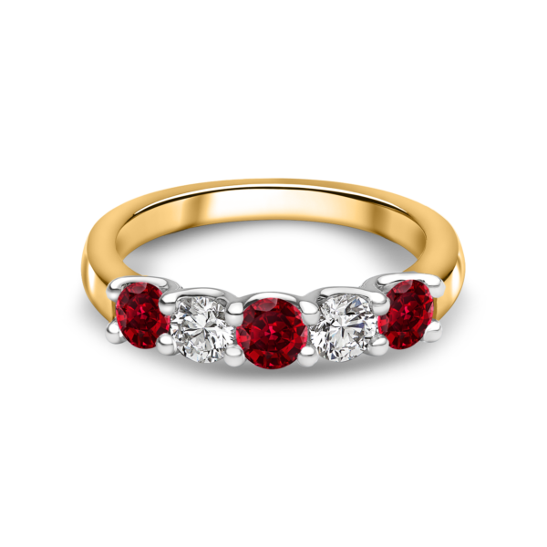 5 stone Ruby and Diamond Half Eternity Ring