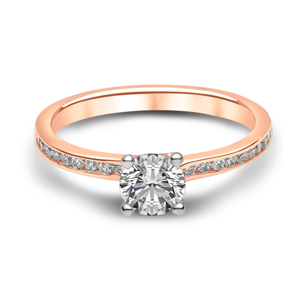 "The Avon" Solitaire Ring with Diamond Set Shoulders - Image 5