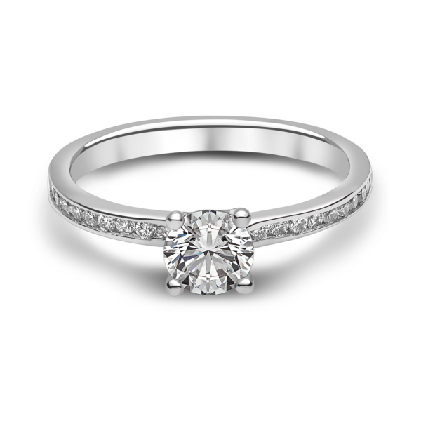 "The Avon" Solitaire Ring with Diamond Set Shoulders
