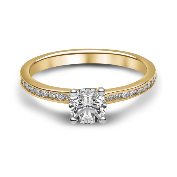 "The Avon" Solitaire Ring with Diamond Set Shoulders - Image 3