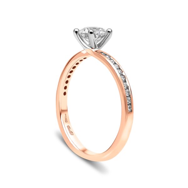 "The Avon" Solitaire Ring with Diamond Set Shoulders - Image 6