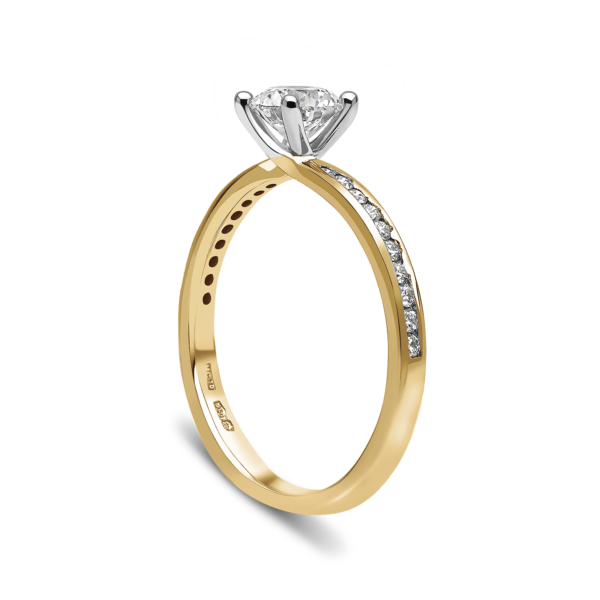 "The Avon" Solitaire Ring with Diamond Set Shoulders - Image 4