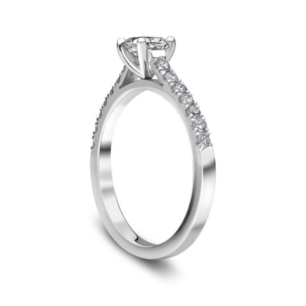 "Cordelia 2" Solitaire Ring with Diamond Shoulders - Image 3