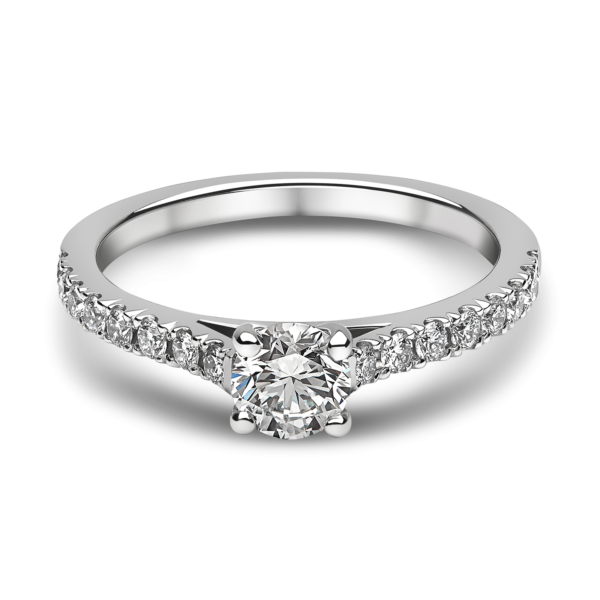"Cordelia 2" Solitaire Ring with Diamond Shoulders