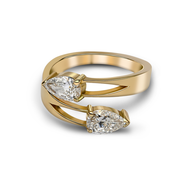 Pear Shaped Cross Over Style Ring