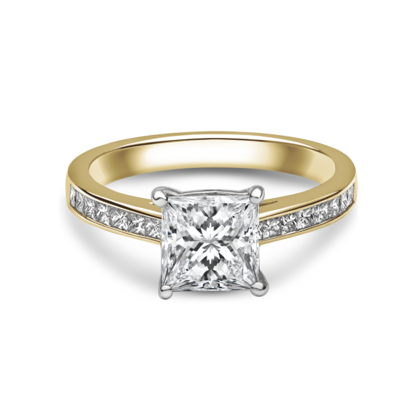 Metropolitan Skyline Princess Cut Solitaire Ring with Diamond Shoulders - Image 2