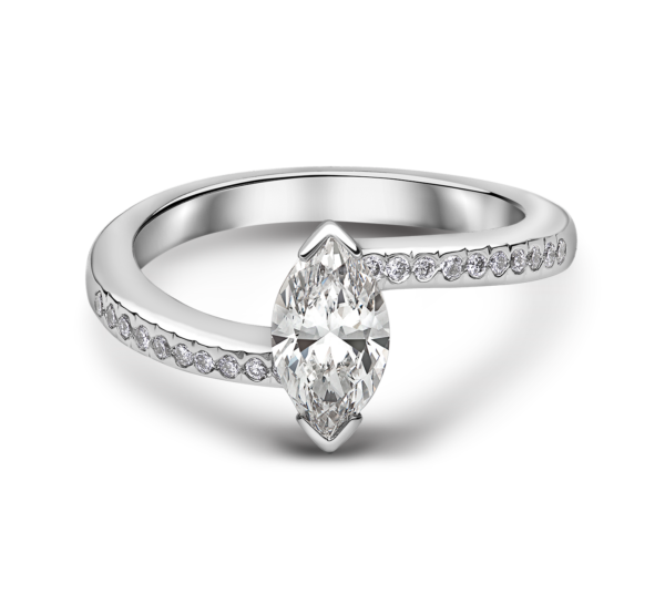 Marquise Cut Cross Over Diamond Ring