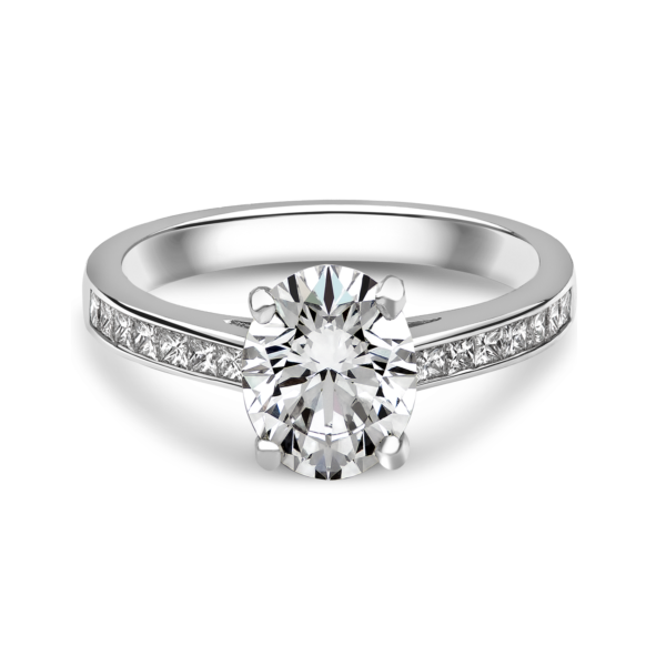 "Metropolitan Skyline" Oval Cut Solitaire Ring with Diamond Shoulders - Image 3