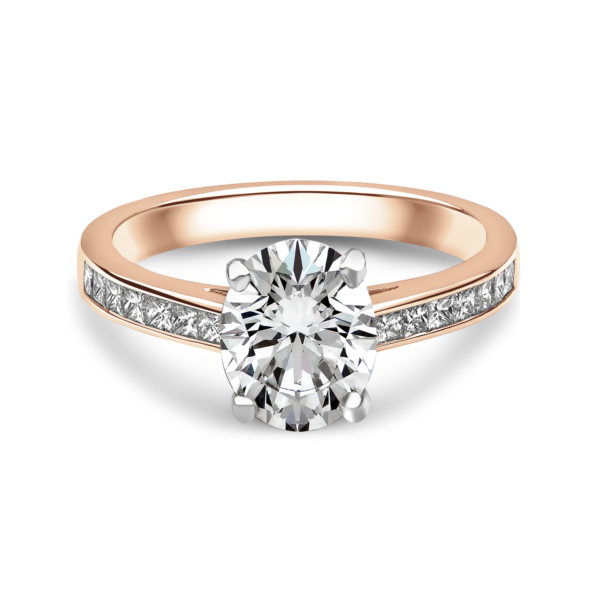 "Metropolitan Skyline" Oval Cut Solitaire Ring with Diamond Shoulders - Image 2