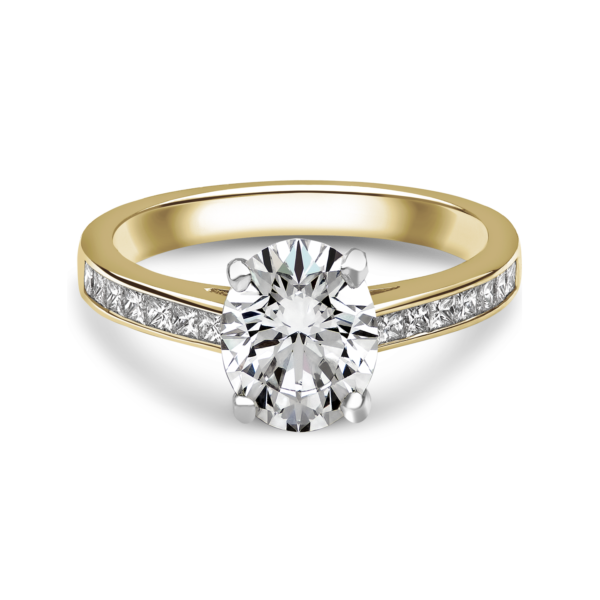 "Metropolitan Skyline" Oval Cut Solitaire Ring with Diamond Shoulders
