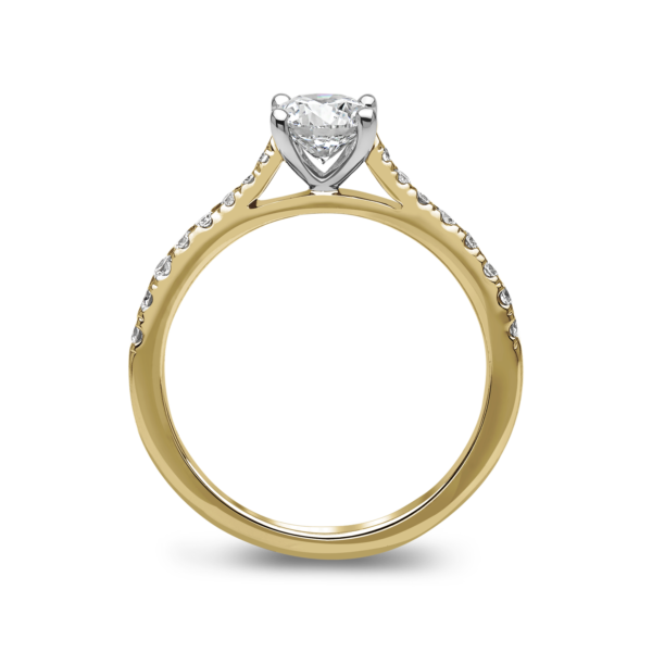 "Cordelia 2" Solitaire Ring with Diamond Shoulders - Image 5