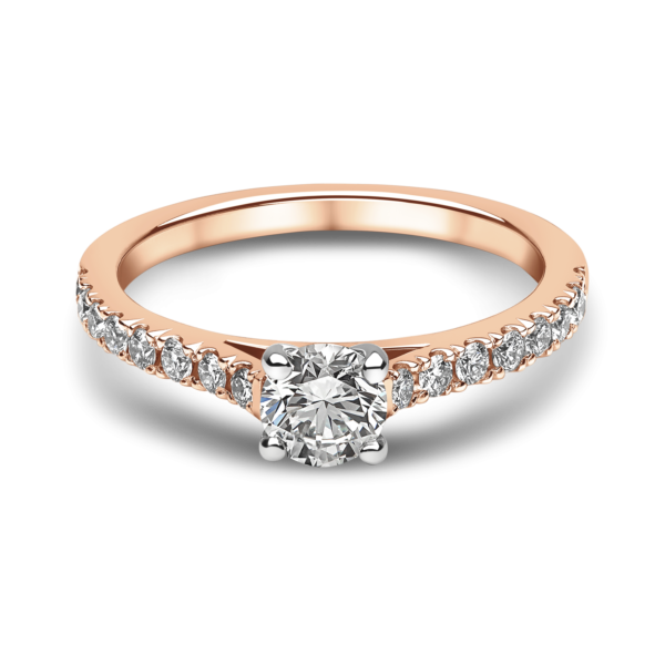 "Cordelia 2" Solitaire Ring with Diamond Shoulders - Image 9