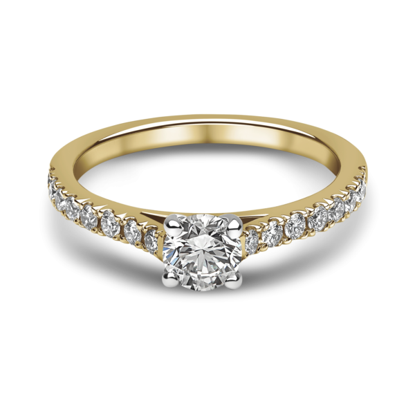 "Cordelia 2" Solitaire Ring with Diamond Shoulders - Image 4